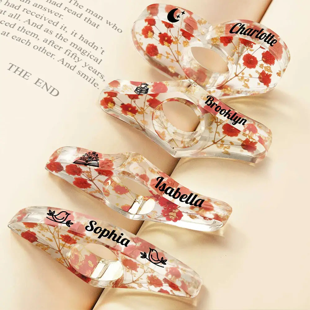 Gift For Yourself, Gift For Women, Happy - Birth Flower Book Lover - Personalized Resin Flower Page Holder