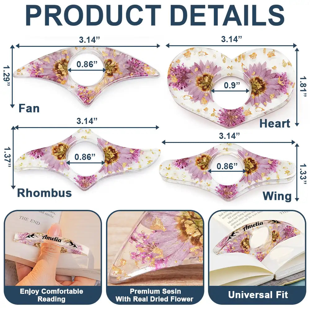 Gift For Yourself, Gift For Women, Happy - Birth Flower Book Lover - Personalized Resin Flower Page Holder