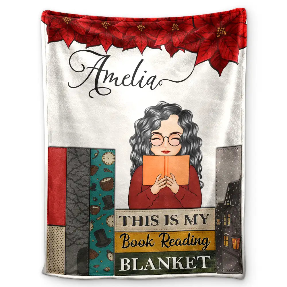 Birth Flower Book Reading Blanket - Personalized Fleece Blanket, Sherpa Blanket
