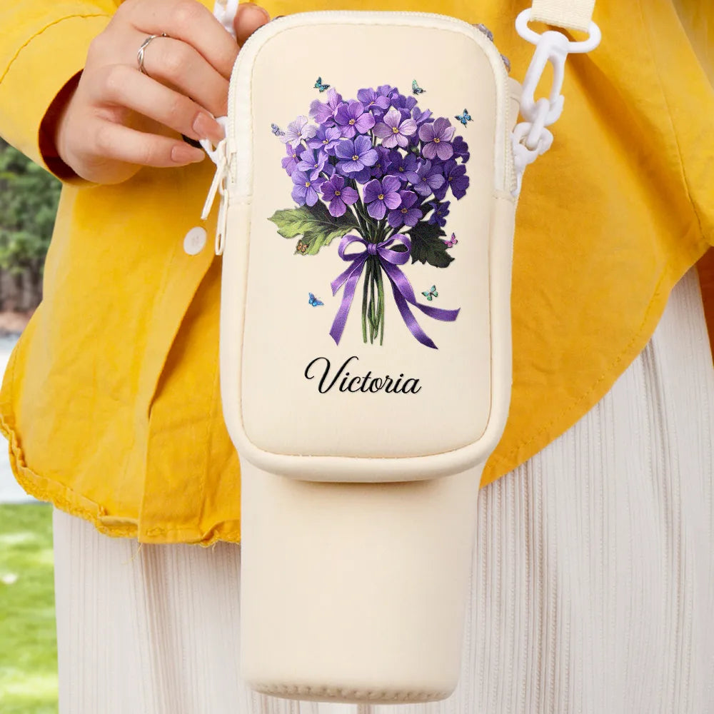 Birth Flower Bouquet - Personalized Bottle Carrier Bag