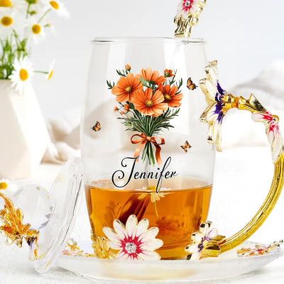 Glass Flower Tea Cup