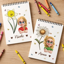 Back To School,Gift For Daughter,Gift For Children,Confident,Vector,Icon - Birth Flower Cartoon Character For Kids, Sisters, Besties - Personalized Sketchbook