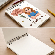 Back To School,Gift For Daughter,Gift For Children,Confident,Vector,Icon - Birth Flower Cartoon Character For Kids, Sisters, Besties - Personalized Sketchbook