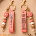Healing,Gift For Yourself,Gift For Women,Icon - Birth Flower God Says You Are Bible Verse - Personalized Leather Beaded Keychain