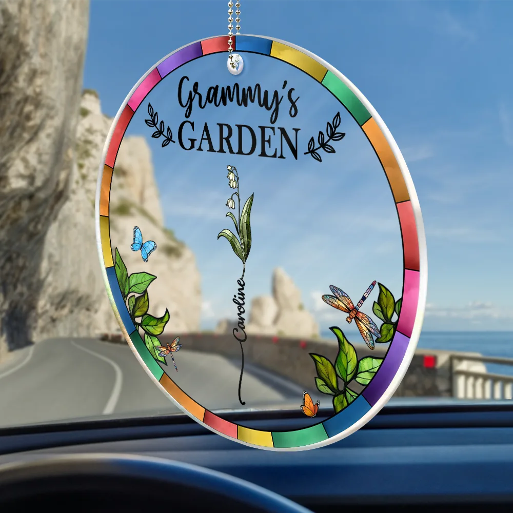 Gift For Women, Gift For Mother, Gift For Grandma, Love - Birth Flower Grandma's Garden - Personalized Acrylic Car Hanger