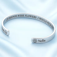 Gift For Bestie, Old Best friends, Love - Birth Flower Grow An Old Friend - Personalized Bangle Bracelet Cuff
