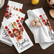Cozy, Gift For Yourself, Cooking, Gift For Women, Icon - Birth Flower Mom Grandma Kitchen - Personalized Kitchen Towel