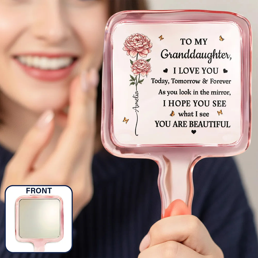 Birth Flower My Daughter You Are Beautiful - Personalized Handheld Mirror