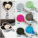 Nurse,Teacher,Gift For Women,Happy - Birth Flower Nacre Effect Custom Shape - Personalized Badge Reel