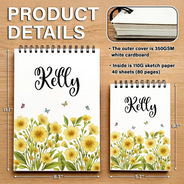 Confident, Gift For Children, Back To School, Gift For Daughter, Icon - Birth Flower Name For Daughter, Besties, Coworkers - Personalized Sketchbook