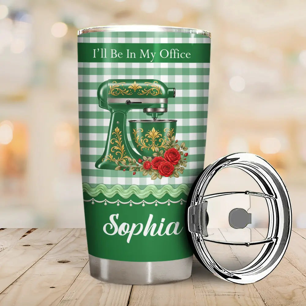 Baking,Christmas,Cozy,Gift For Yourself,Gift For Women,Icon - Birth Flower Stand Mixer With Name For Baking Lovers - Personalized Tumbler