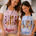 Top Market,Gift For Yourself,Cooking,Gift For Women,Icon,Happy - Birth Flower Striped Pattern - Personalized Apron