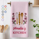 Top Market,Gift For Yourself,Cooking,Gift For Women,Icon,Happy - Birth Flower Striped Pattern - Personalized Kitchen Towel