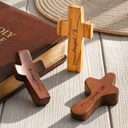 Gift For Yourself, Gift For Women, Devoted, Icon - Birth Flower With Name - Personalized Wooden Pocket Prayer Cross
