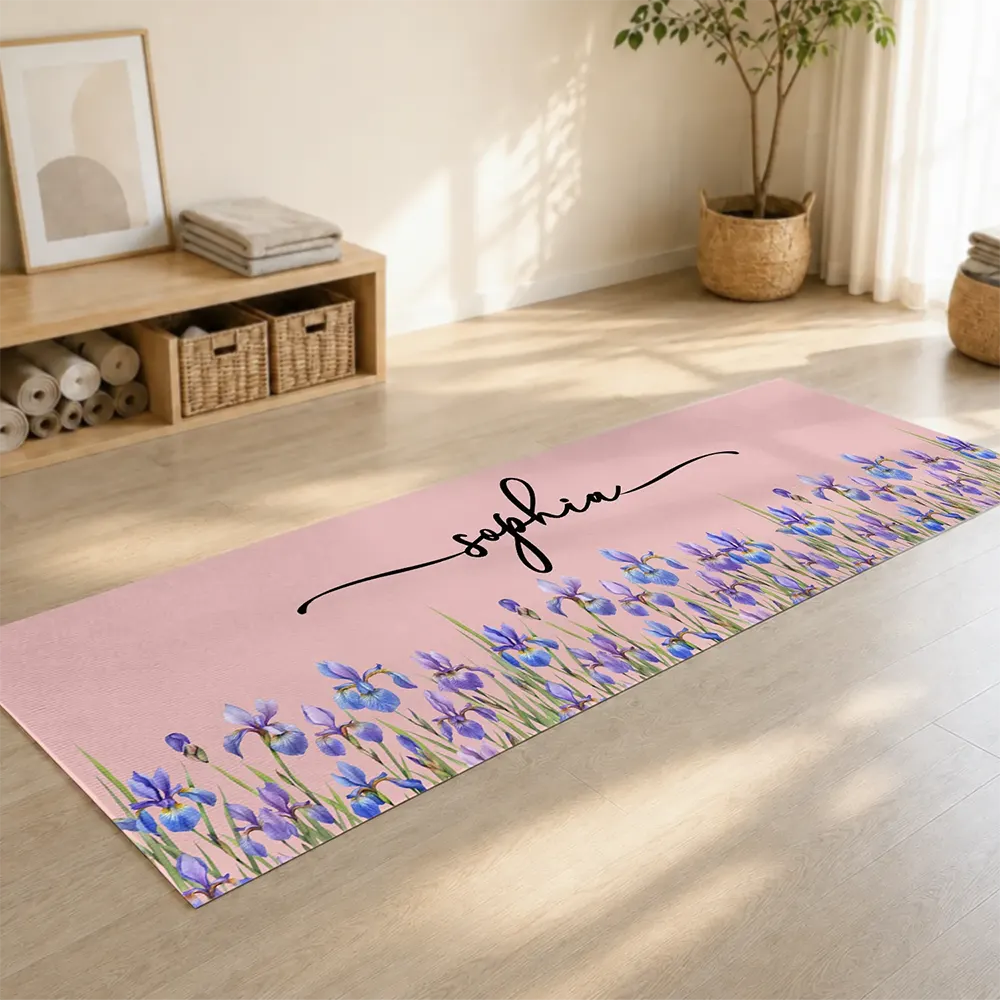 Gift For Yourself,Gift For Women,Yoga,Healing,Icon - Birth Flower With Name - Personalized Yoga Mat