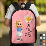 Top Market,Adorable,Back To School,Gift For Kids,Vector - Birth Flower & Adorable Kid - Personalized Kids Backpack
