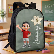 Top Market,Adorable,Back To School,Gift For Kids,Vector - Birth Flower & Adorable Kid - Personalized Kids Backpack
