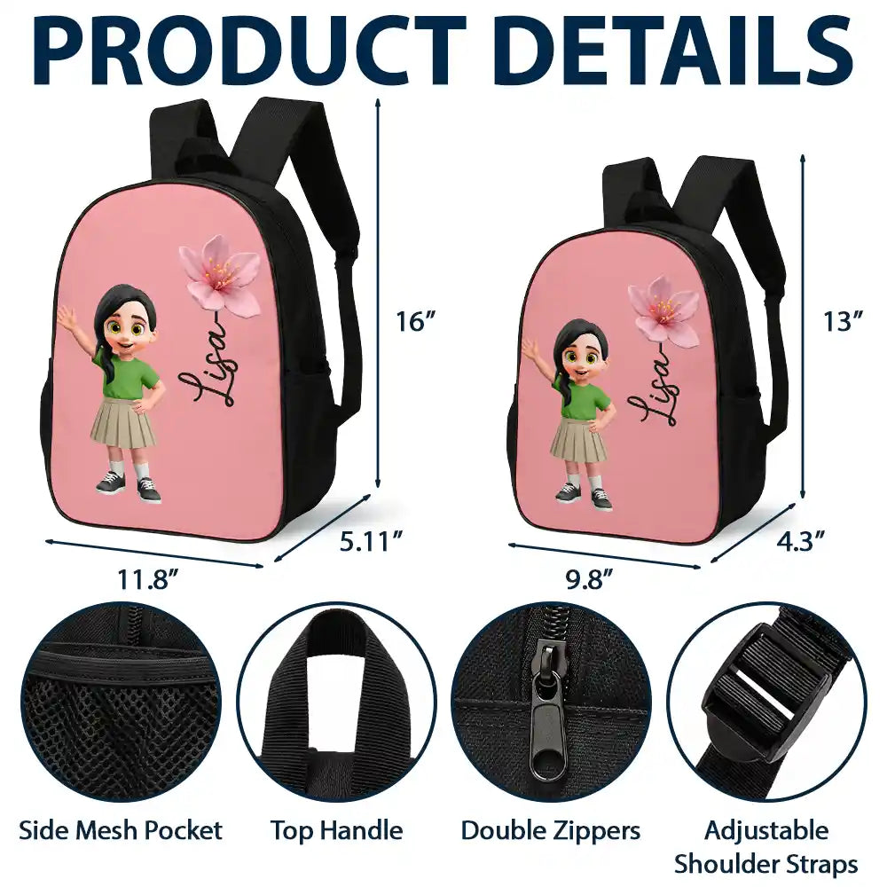 Top Market,Adorable,Back To School,Gift For Kids,Vector - Birth Flower & Adorable Kid - Personalized Kids Backpack