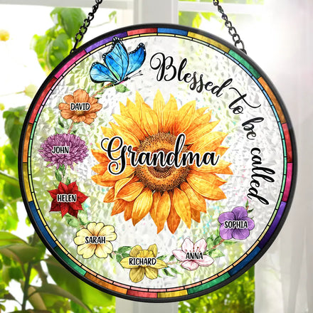 Birth Flowers Bless to Be Called - Personalized Stained Glass Window Hanging Suncatcher