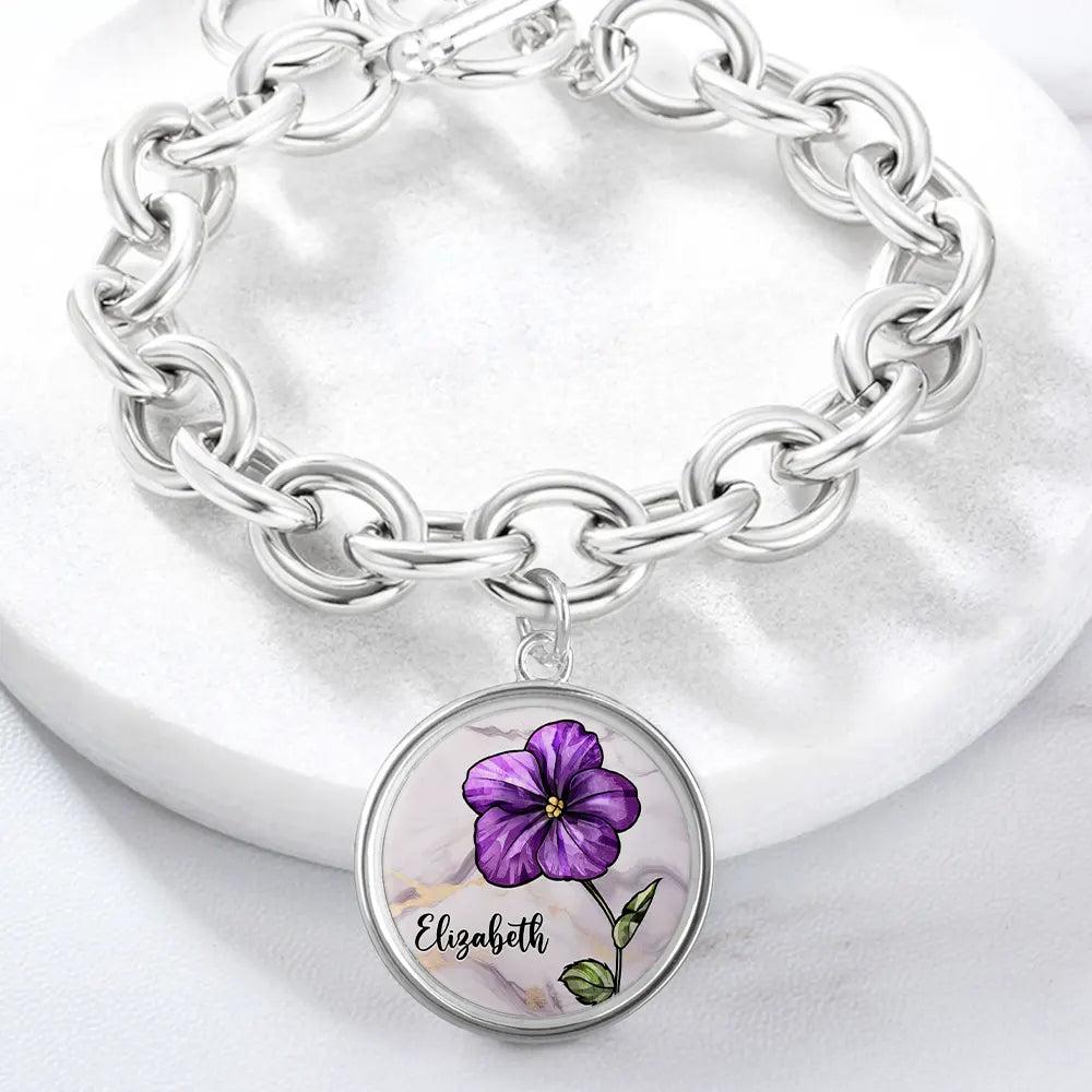 Birth Flowers Bloom Where You're Planted - Personalized Charm Bracelet