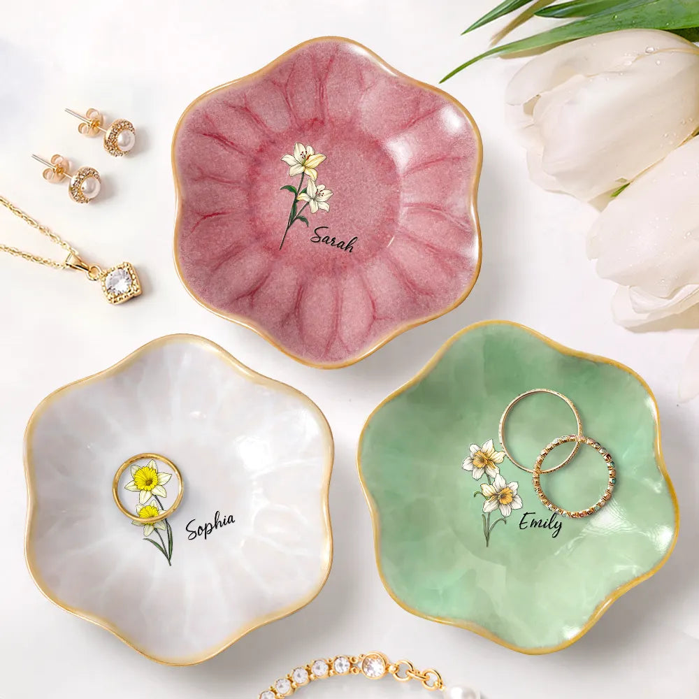 Birth Flowers Bloom Where You're Planted - Personalized Lotus Jewelry Dish