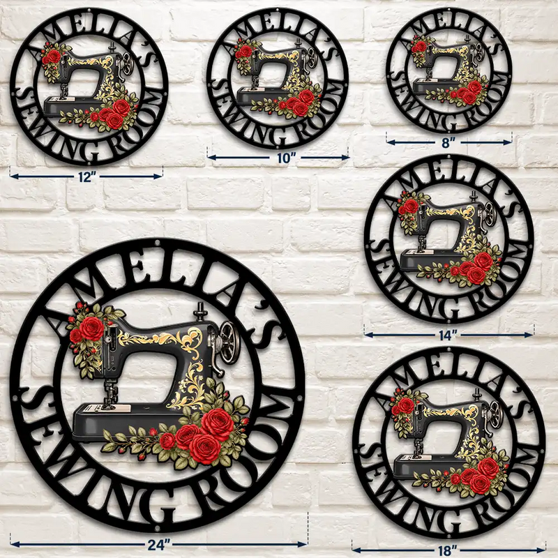 Cozy,Gift For Yourself,Gift For Women,Icon - Birth Flowers Blooming In The Sewing Room For Her - Personalized Cutout Metal Sign