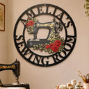 Cozy,Gift For Yourself,Gift For Women,Icon - Birth Flowers Blooming In The Sewing Room For Her - Personalized Cutout Metal Sign