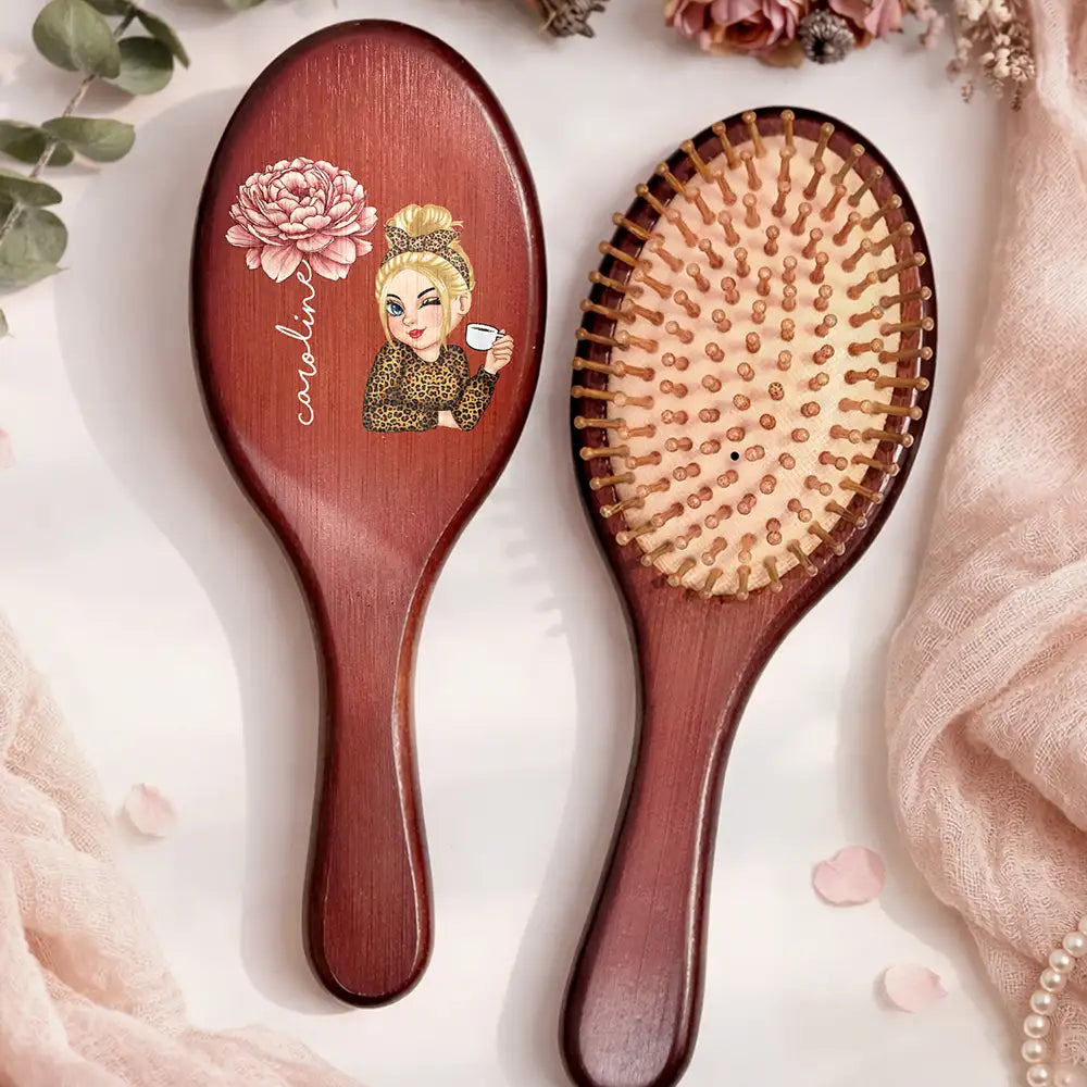 Birth Flowers Woman Bloom Where You're Planted - Personalized Wooden Hair Brush