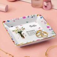 Gift For Yourself,Gift For Women,Christian,Gift For Mother,Gift For Wife,Gift For Girlfriend - Birth Month Bouquet With Matching Bible Verse - Personalized Ring Dish