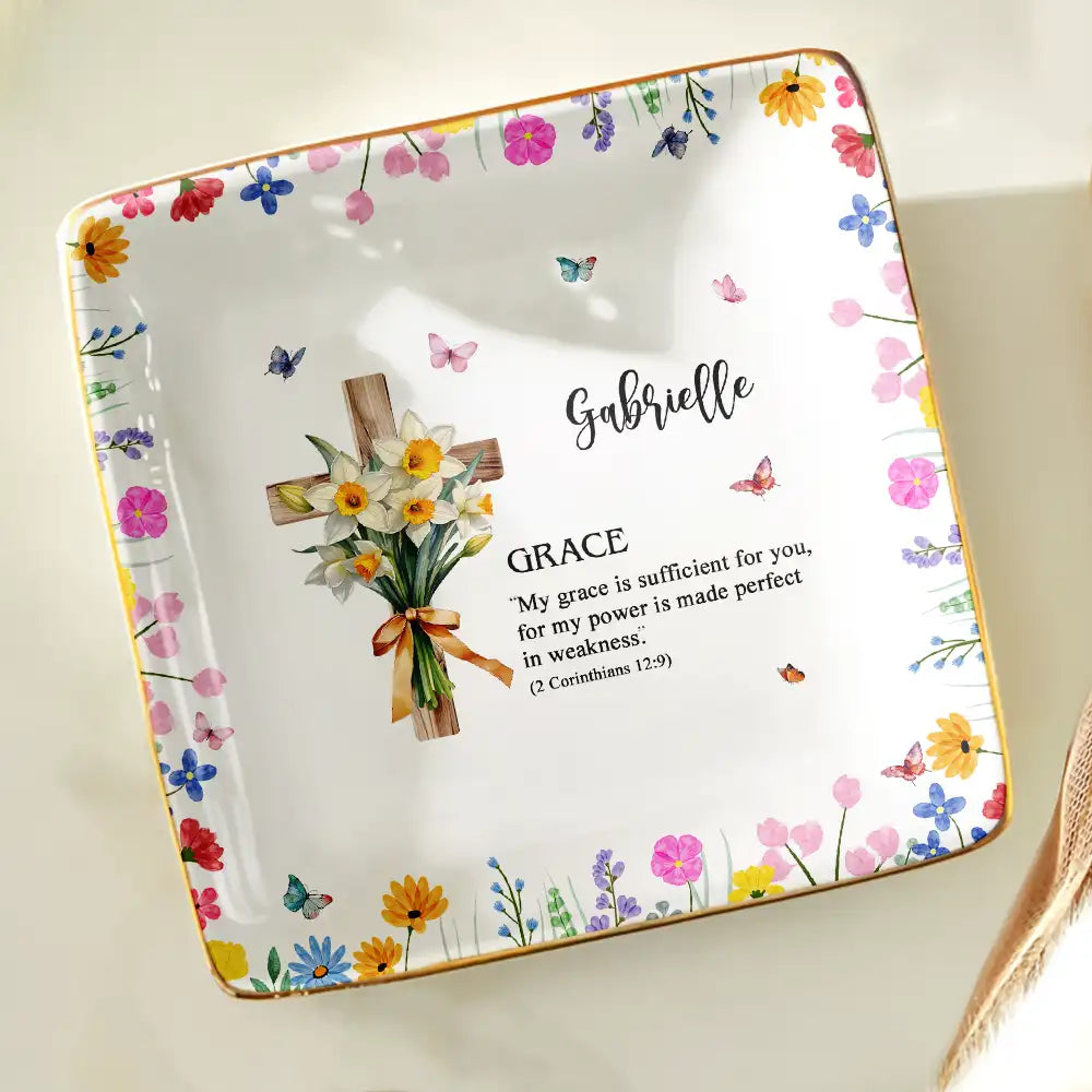 Gift For Yourself,Gift For Women,Christian,Gift For Mother,Gift For Wife,Gift For Girlfriend - Birth Month Bouquet With Matching Bible Verse - Personalized Ring Dish