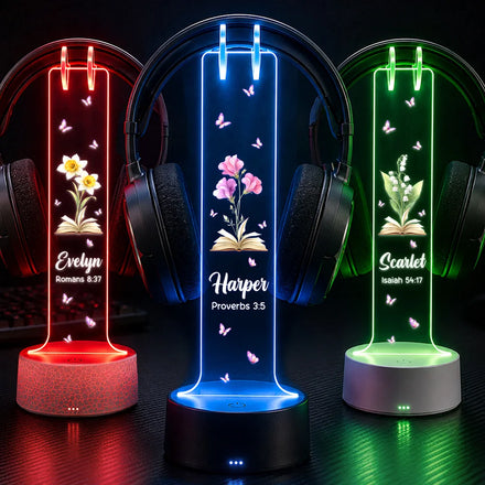 Birth Month Flower Bible Verse References - Personalized Headphone Stand