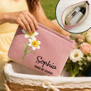Confident,Gift For Yourself,Gift For Women,Icon - Watercolor Birth Month Flower Blooming With Beauty - Personalized Corduroy Makeup Bag