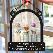 Christmas, Gift For Grandma, Gift For Mother - Birth Month Flower Blooming In Her Garden - Personalized Window Hanging Suncatcher Ornament