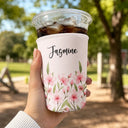 Gift For Yourself,Gift For Women,Icon,Happy - Birth Month Flower Blooming In Love Gift For Her, Friends, Sisters - Personalized Iced Coffee Sleeve