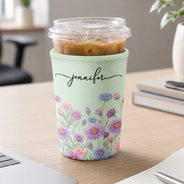 Gift For Yourself,Gift For Women,Icon,Happy - Birth Month Flower Blooming In Love Gift For Her, Friends, Sisters - Personalized Iced Coffee Sleeve