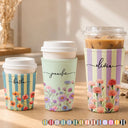 Gift For Yourself,Gift For Women,Icon,Happy - Birth Month Flower Blooming In Love Gift For Her, Friends, Sisters - Personalized Iced Coffee Sleeve