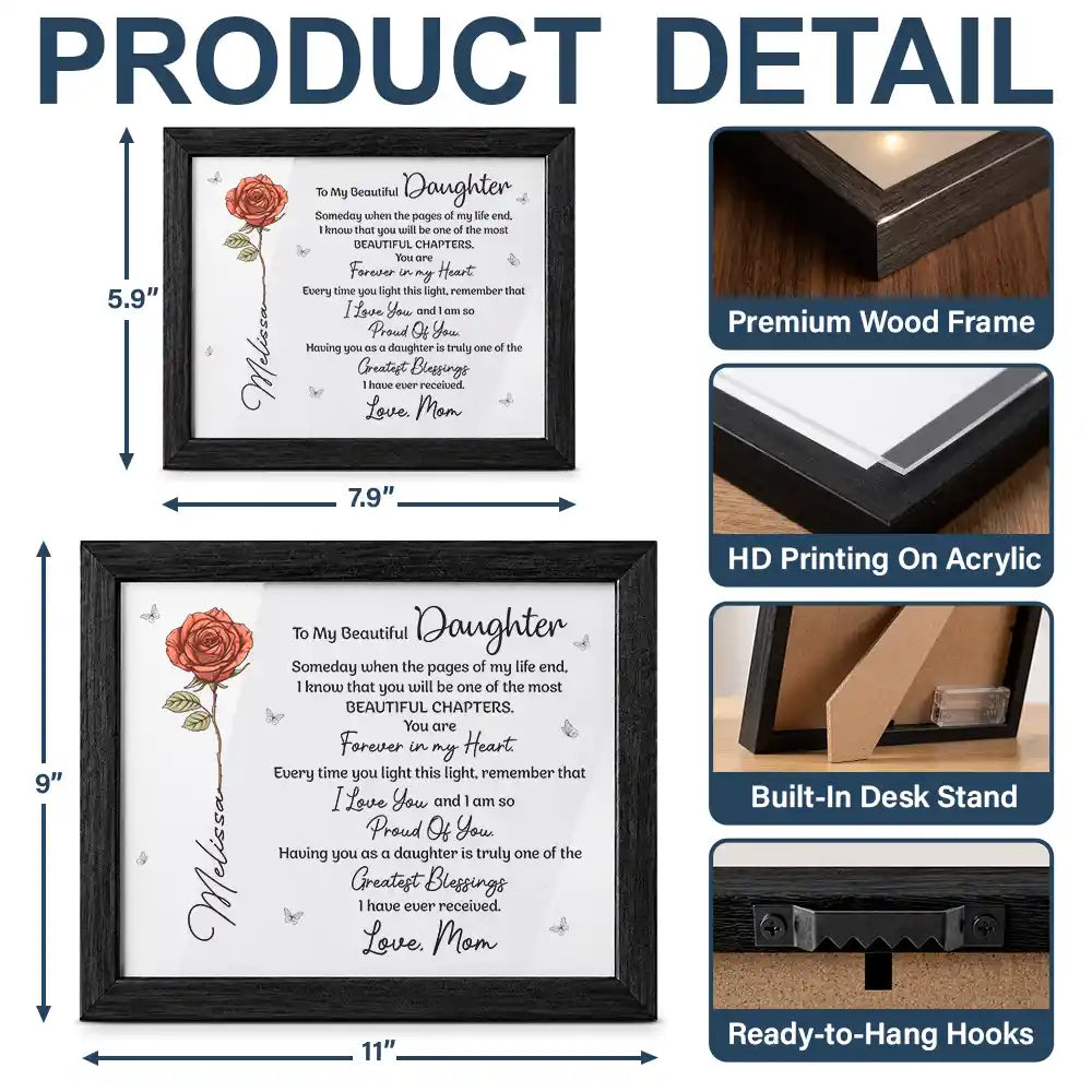 Sentimental,Gift For Children,Gift For Daughter,Icon - Birth Flower To My Daughter Even When I'm Not Close By - Personalized LED Light Shadow Box