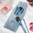 Gift For Yourself,Gift For Women,Gift For Mother,Happy - Birth Month Flower Filed & Name - Personalized Makeup Brush Bag Set