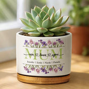 Gift For Grandma,Gift For Mother,Gift For Women,Happy,Top Market,Top Market,Icon - Birth Month Flower Mom Grandma We Love You - Personalized Ceramic Plant Pot