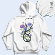 Gift For Women,Gift For Yourself,Non-Eng,Icon,Proud - Birth Month Flower Stethoscope Nurse - Personalized T Shirt