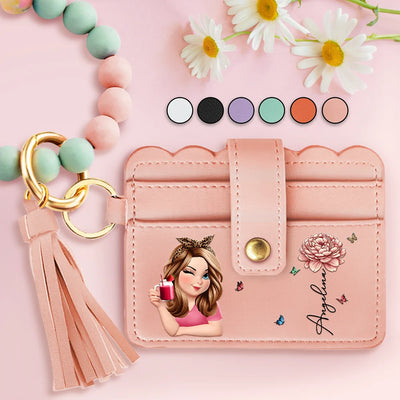 Keychain Wristlet Leather Wallet
