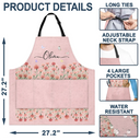 Gift For Mother,Gift For Grandma,Love,Gift For Women - Birth Month Flower Watercolor Blooming In Love - Personalized Apron