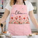 Gift For Mother,Gift For Grandma,Love,Gift For Women - Birth Month Flower Watercolor Blooming In Love - Personalized Apron