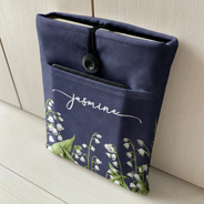 Reading,Gift For Yourself,Gift For Women,Happy - Birth Month Flower Watercolor Blooming In Love - Personalized Book Sleeve