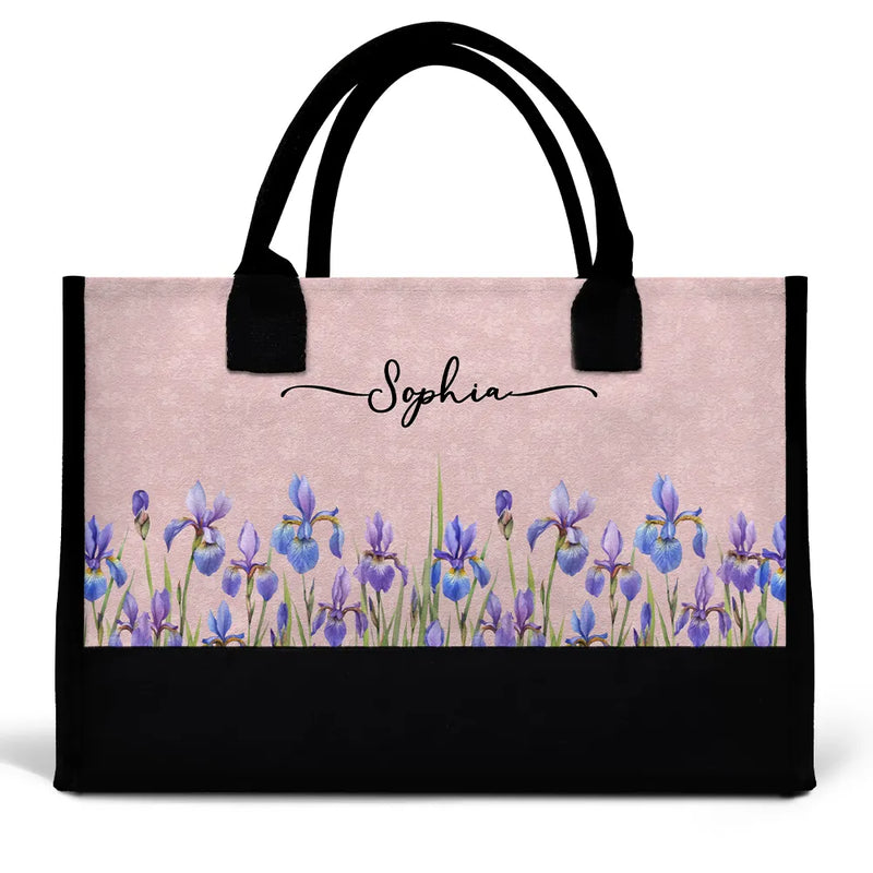 Gift For Yourself, Gift For Women, Happy - Birth Month Flower Watercolor Blooming In Love - Personalized Canvas Tote Bag