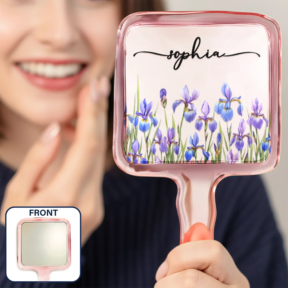 Birth Month Flower Watercolor Blooming In Love - Personalized Handheld Mirror