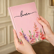 Gift For Women, Gift For Yourself, Gift For Daughter, Gift For Mother, Gift For Sisters, Gift For Bestie, Happy - Birth Month Flower Watercolor Blooming In Love - Personalized Hardcover Journal
