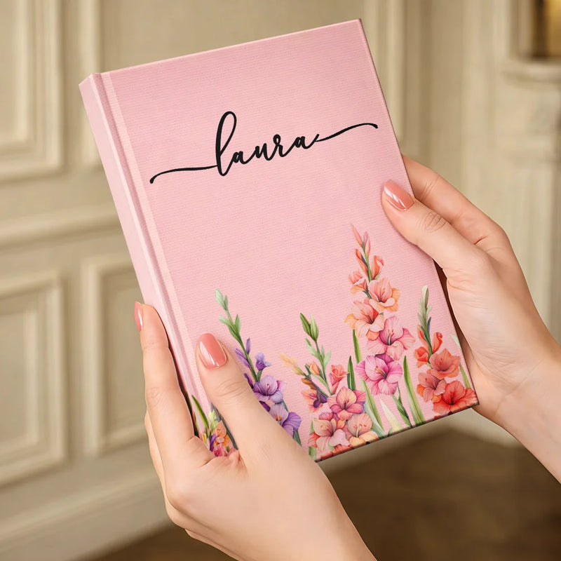 Gift For Women, Gift For Yourself, Gift For Daughter, Gift For Mother, Gift For Sisters, Gift For Bestie, Happy - Birth Month Flower Watercolor Blooming In Love - Personalized Hardcover Journal