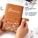 Gift For Women,Gift For Men,Gift For Yourself,Happy,Travel - Birth Month Flower Watercolor Blooming In Love - Personalized Leather Cable Bag