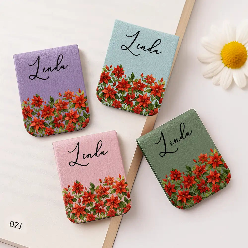 Birth Month Flower Watercolor Blooming In Love - Personalized Leather Magnetic Bookmark